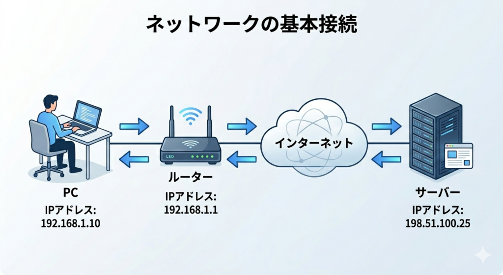 ネットワークの基本接続の図