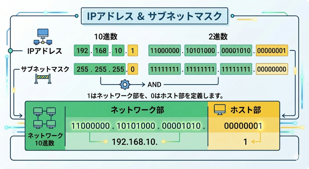 IPアドレスとサブネットマスクの図解